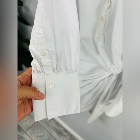 Anine Bing White Long Sleeve Button Down White T Shirt Front Twist Dress - Picture 8 of 11